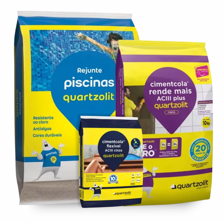 Embalagens de Rejunte Piscinas e Cimentcola Quartzolit