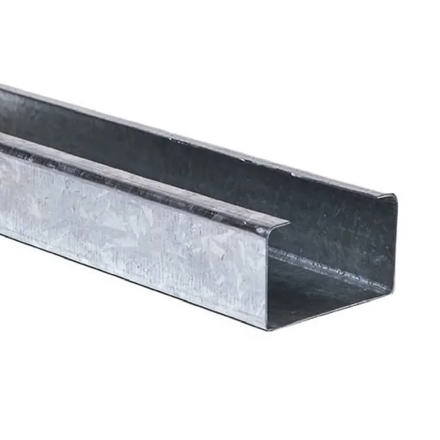Dois perfis metálicos galvanizados de Steel Frame